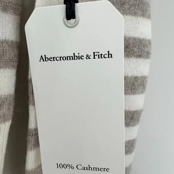 Abercrombie & Fitch Cashmere Striped Scoopneck Sweater 100% Cashmere XXS NWT - Picture 2 of 6